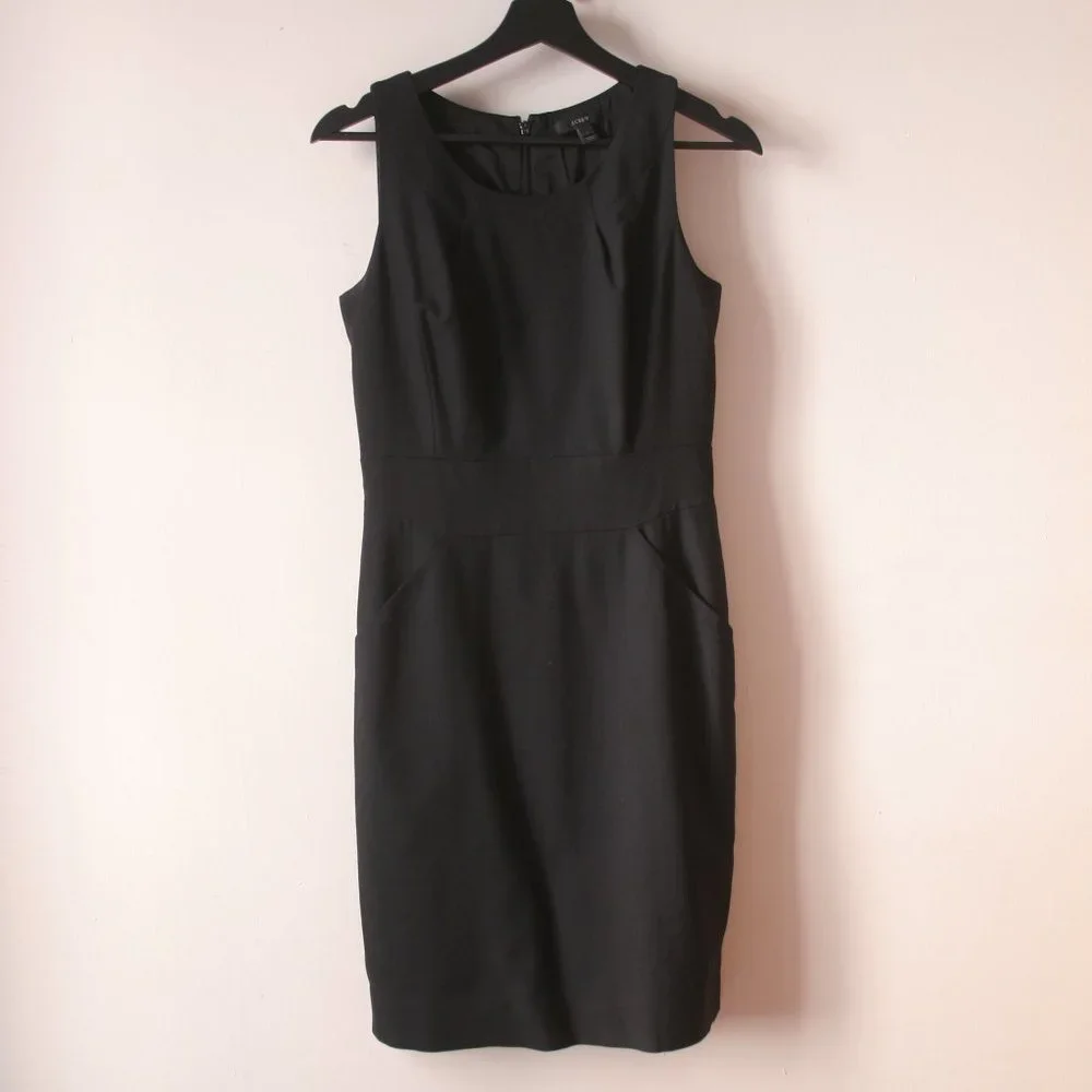 J. Crew Simple Black Dress With Pockets Knee Length Sleeveless Summer Office 2 - Picture 2 of 11